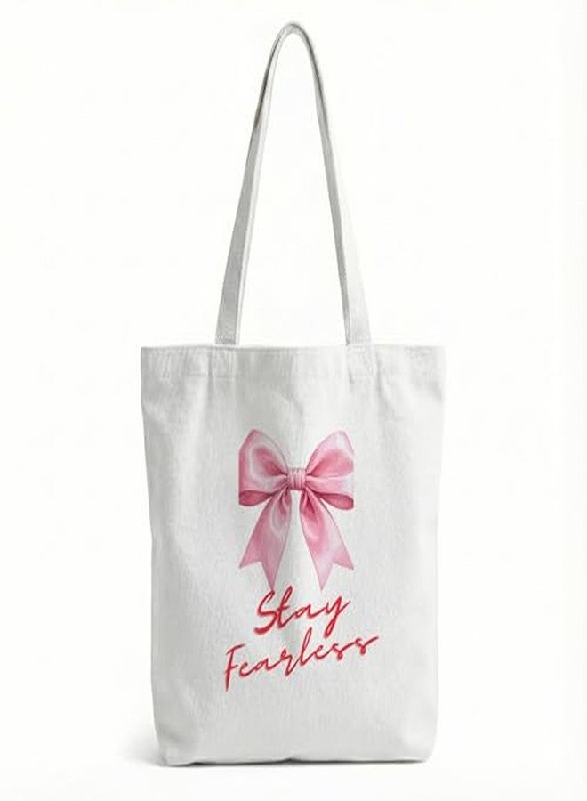 Hubops حقيبة تسوق "ابقِ جريئة" من هوبوبس للنساء والفتيات | حقيبة تسوق من قماش البوليستر الفاخر | حقيبة قماشية قابلة لإعادة الاستخدام للاستخدام اليومي، المكتب، الجامعة، السفر | صديقة للبيئة، حجم كبير (14 × 16 بوصة) - Image 2